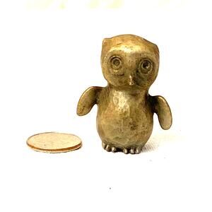 Vintage Hudson Pewter Miniature Owl with Open Wings Figurine. Very cute.